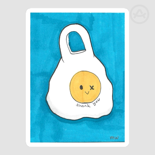 “thank you for shopping w/ blue background” sticker