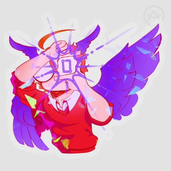 Watcher Grian Broken Glass Holographic Sticker