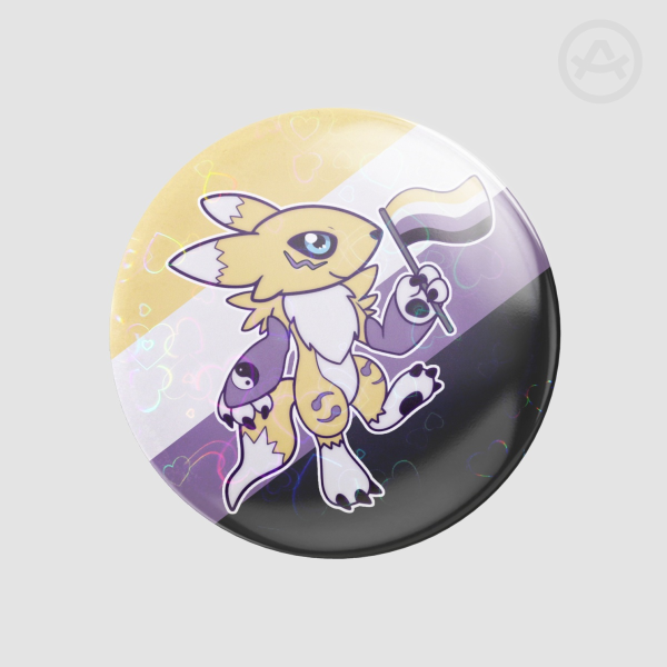 Non-Binary Renamon Button Pin