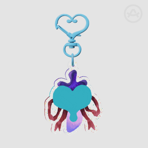 Undertale Cyan Soul Glitter Keychain