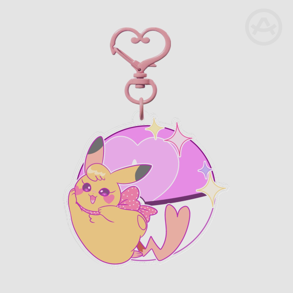 lovely chu heart ball keychain