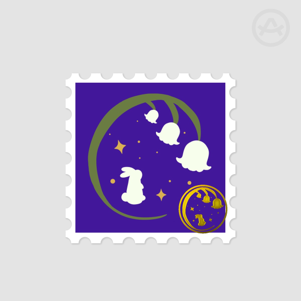 [BPS] Belclove Postal Services Logo Gold Foil Stamp Sticker [Night Sky]