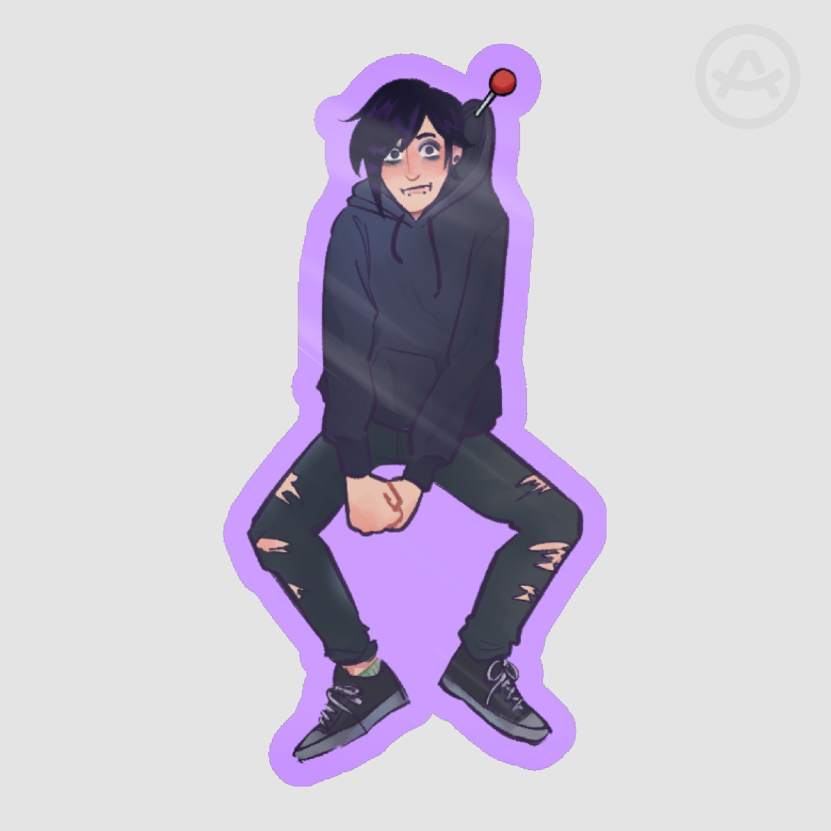 Pinned Up Sebastian Stardew Valley Colored Edge Die Cut Stickers