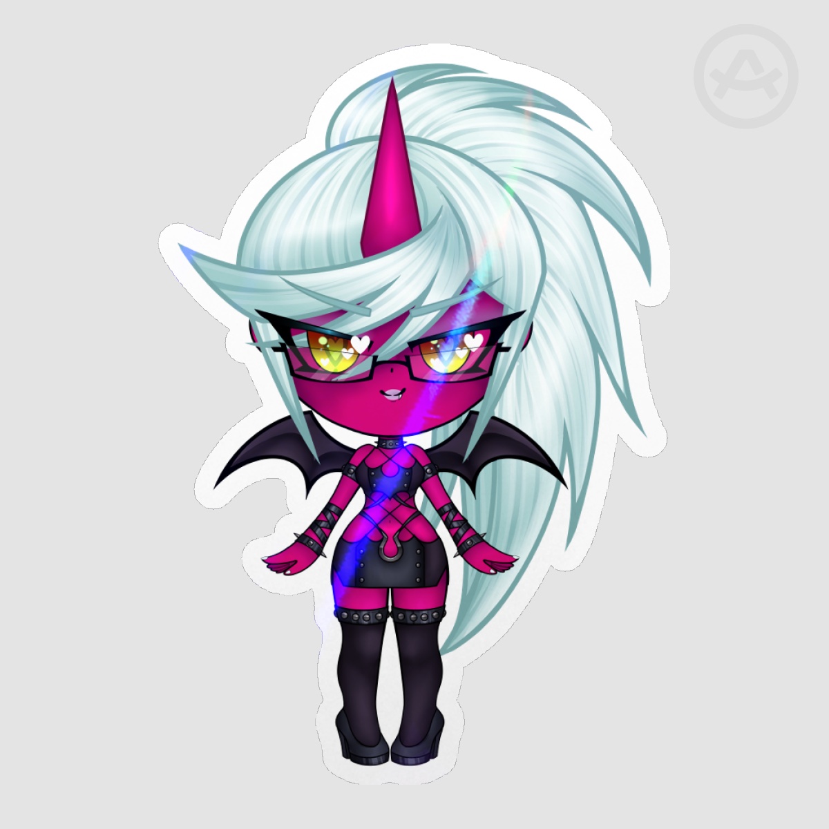 PASWG - Chibi Devil Kneesocks Holo Sticker