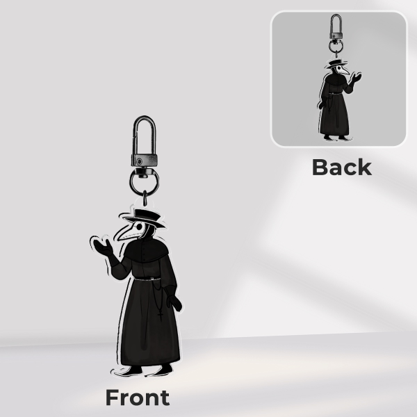 Medieval Plague Doctor Clear Acrylic Keychain