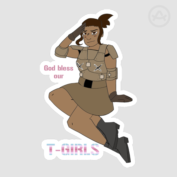 God Bless Our T-Girls Die Cut Sticker