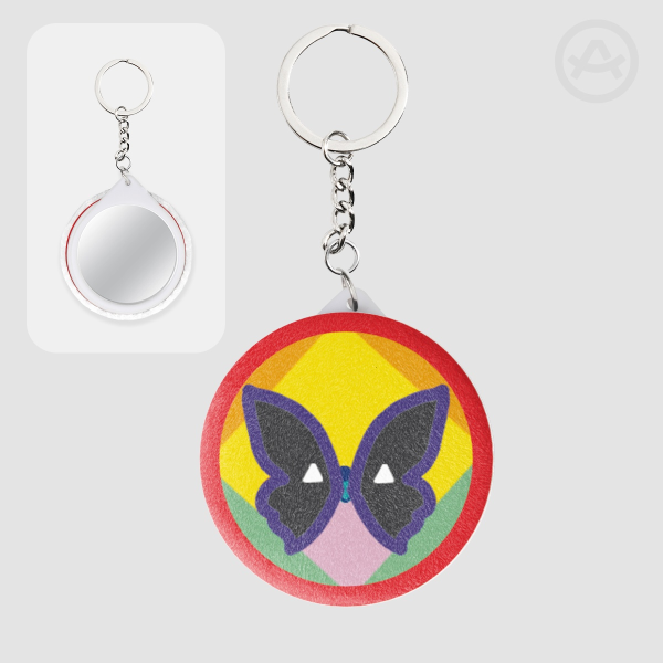 Purple Butterfly - Plush Badge Mirror Keychain