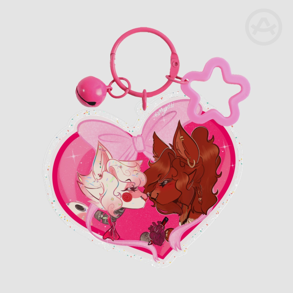 Valentines Vixen X Mangie Glitter Acrylic Keychain