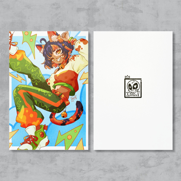 Calico Cat Girl Postcard