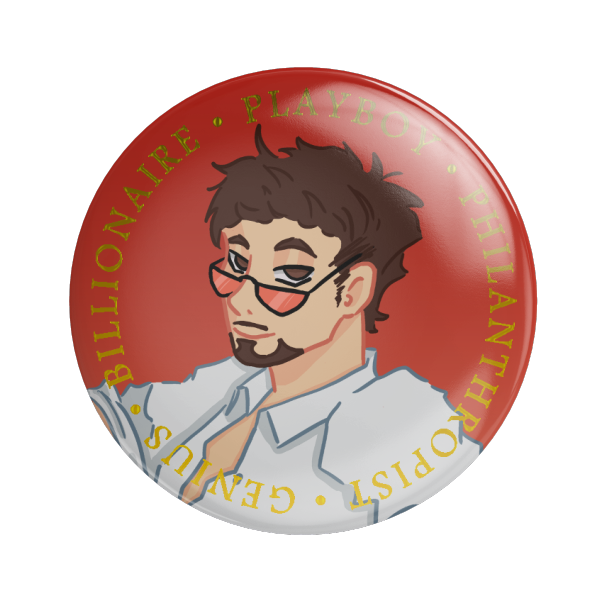 Tony Stark ♥ Ironman ♥ Foil Round Badge, Pin, Button