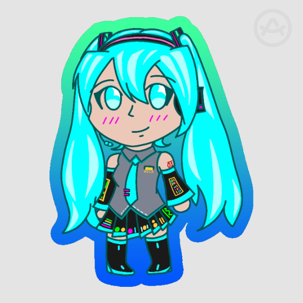Hatsune Miku (NEON/UV REACTIVE version) Die Cut Sticker