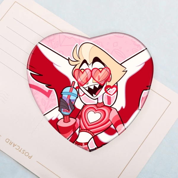 Hazbin Hotel - Lucifer Heart Shape Holographic Badge