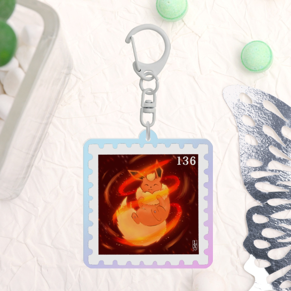 [136] Flareon - Pokemon Stamp Collection Keychain