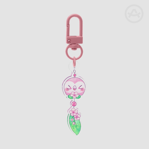 Rowlet Furin Spring Sakura Keychain
