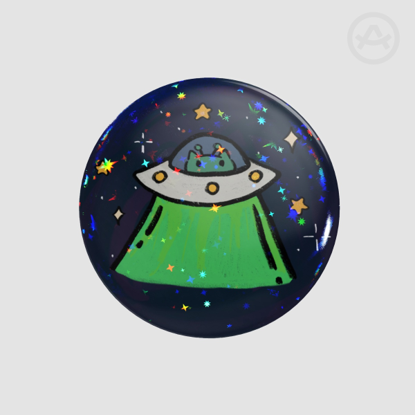 Alien cat ♥ Original art ♥ Round Badge, Button, Pin