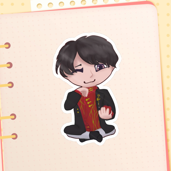 [LNY 2026] Caleb | Red Foil Die Cut Sticker