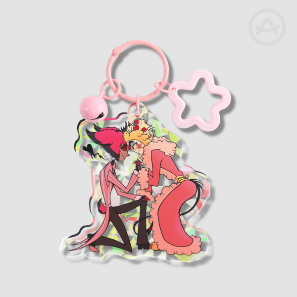 RadioApple Love In Pink Broken Glass Acrylic Keychain
