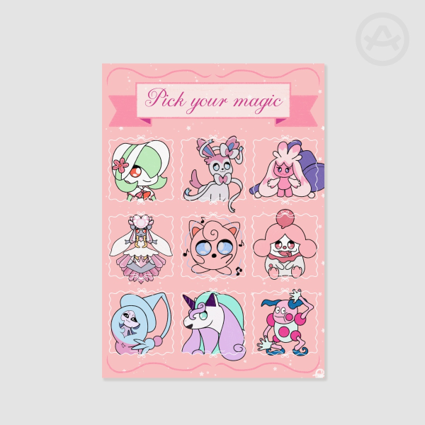 Pick your magic Fairy Pokémon poster (A5)