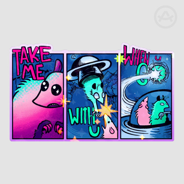 Alien Possum Comic Sticker