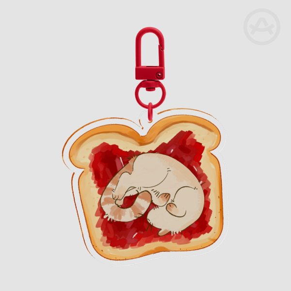 Strawberry CatSpead on Toast// Acrylic Keychains