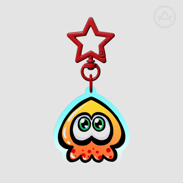 Jelly Orange Squid Keychains