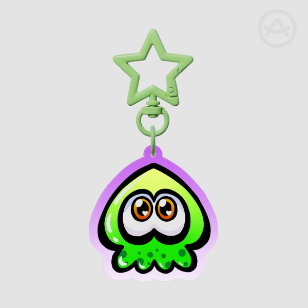 Jelly Green Squid Keychains