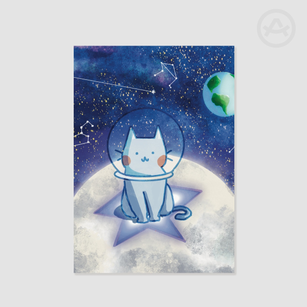 Cat In Outer Space Zodiacs Art Poster Print