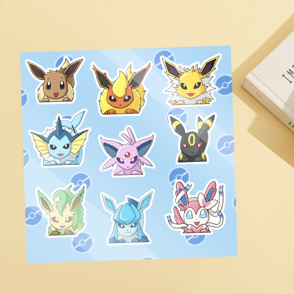 Eeveelution Peeker Stickers Sheet