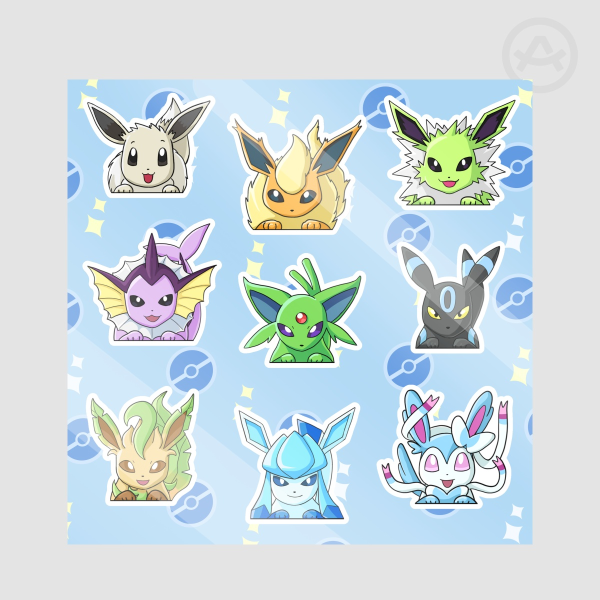 Shiny Eeveelutions Peeker Sticker Sheet
