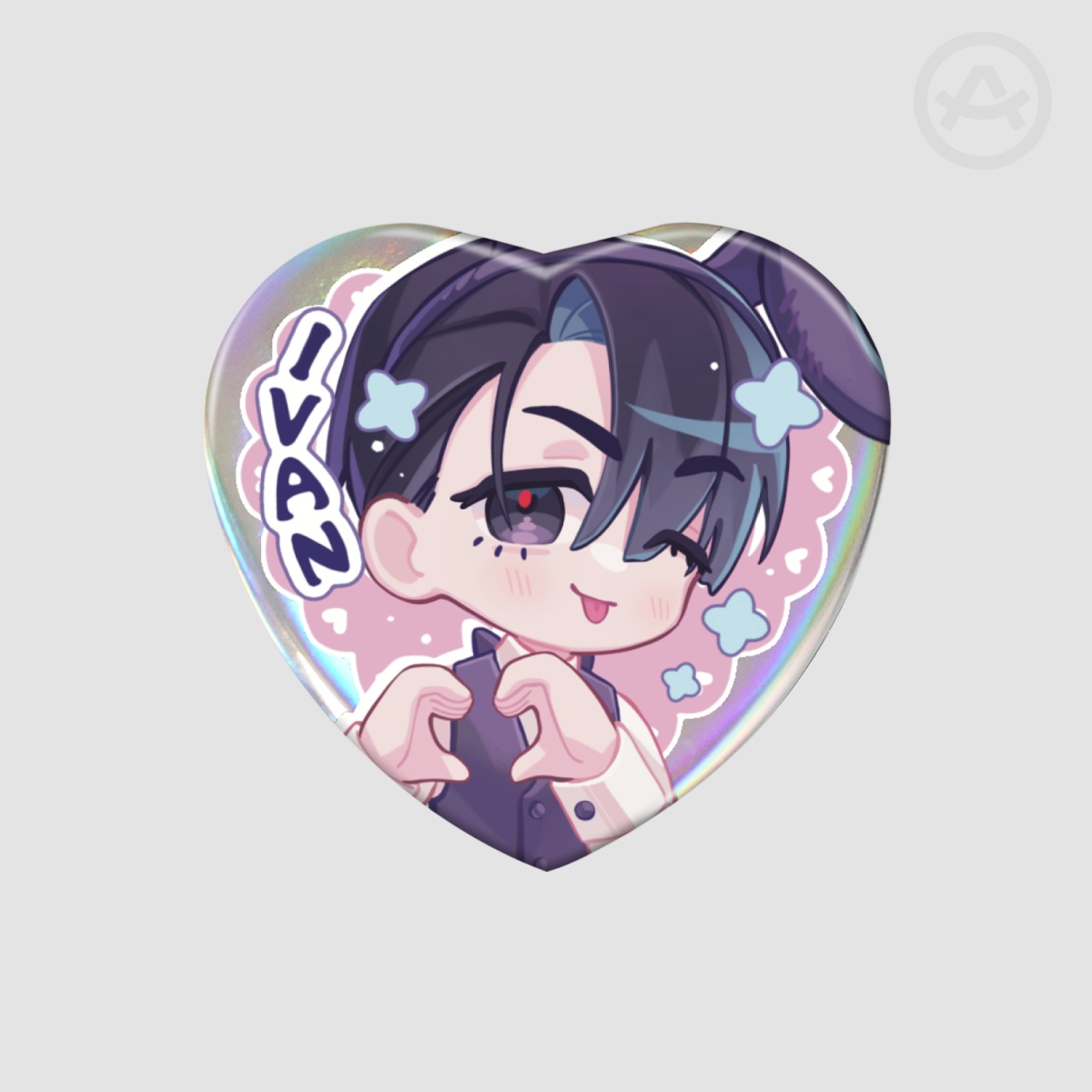Ivan Holographic Heart Badge