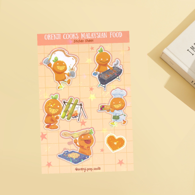 Orenji x Malaysian Foods || Coated Paper Stickers Sheet