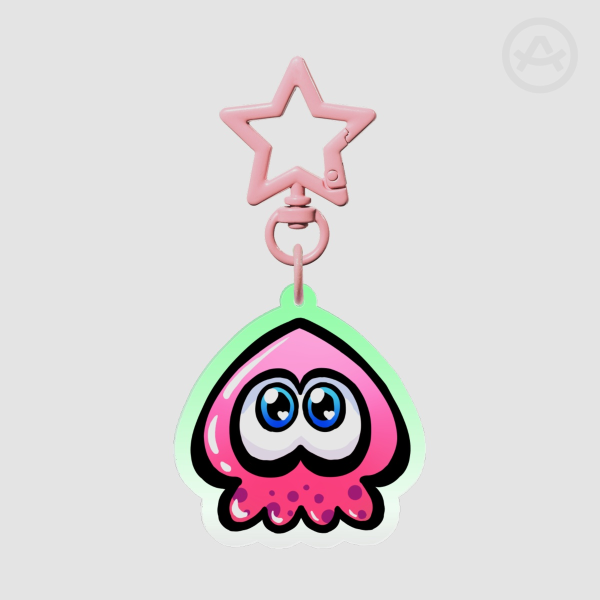 Jelly Pink Squid Keychains