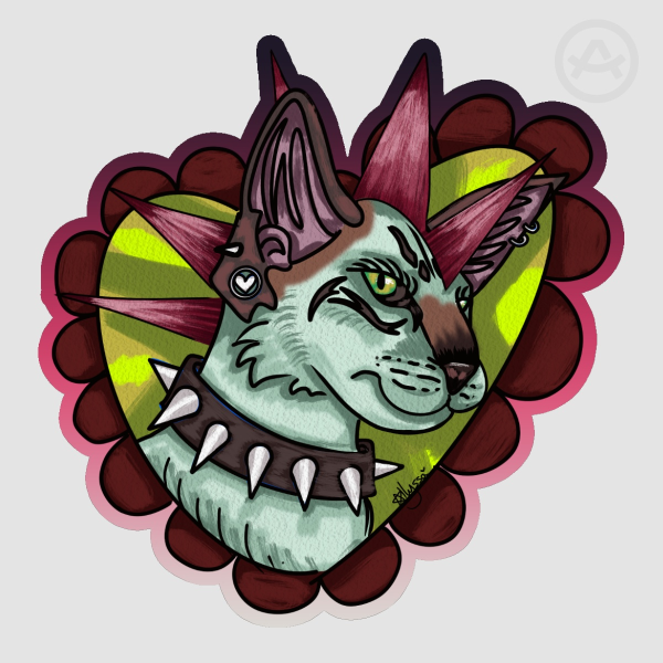 Colored Edge punk kitty  Die Cut Stickers