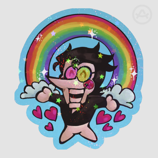 Rainbow Spamton Deltarune Glitter Pride Keychain