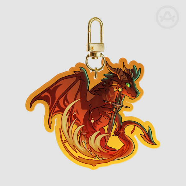 Longsword Firedrake - Dragon Keychain Charm