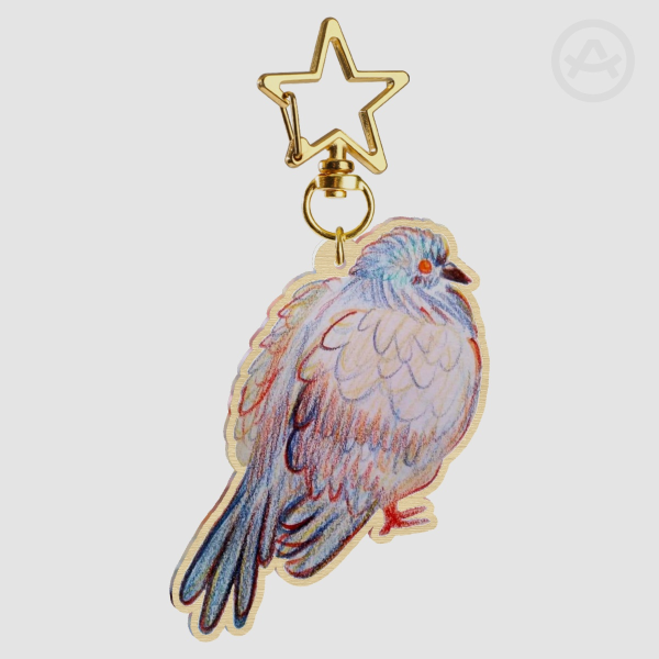 Judgy Pigeon Wooden Keychain!