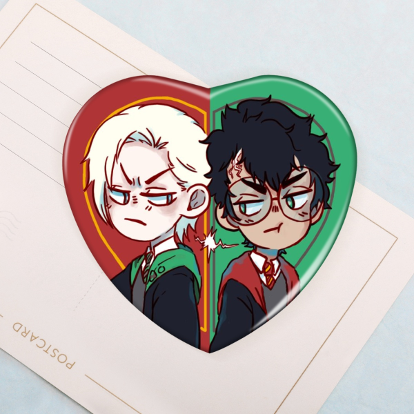 Drarry Heart Shape Holographic Badges