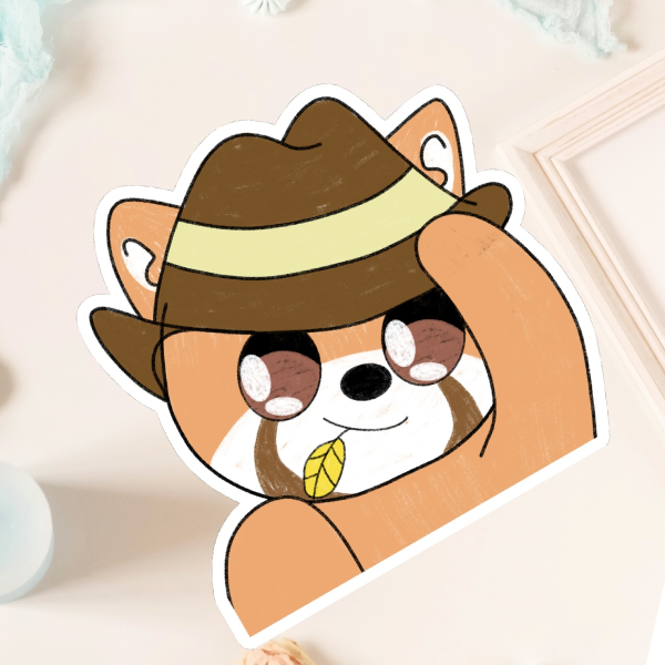 Red panda cowboy Howdy sticker