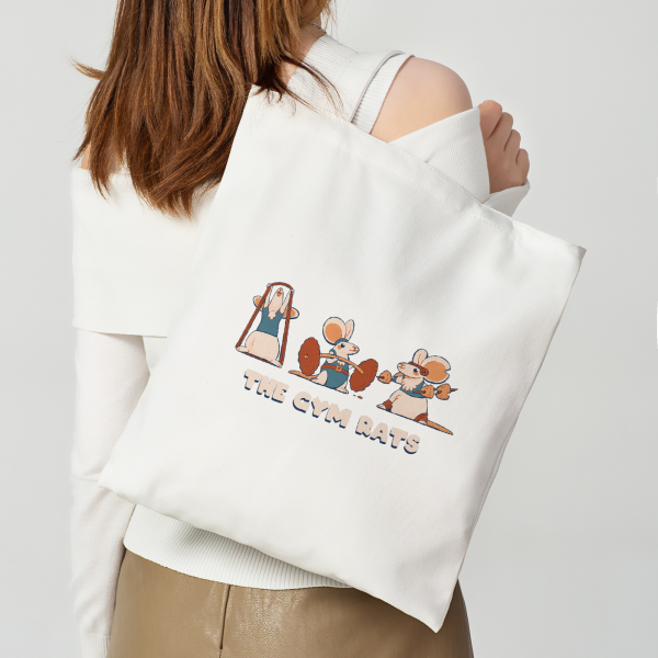 Gym Rat Horizontal Part-print Canvas Tote Bags - 13.7″x15.7″(35x40cm)