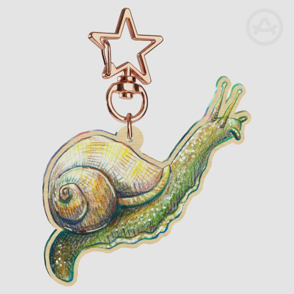 Silly Snail Wooden Keychain!