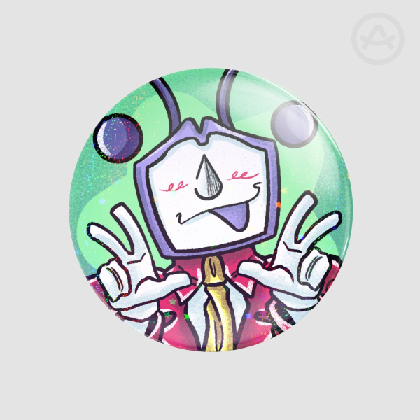 Holographic Tenna Button Pin