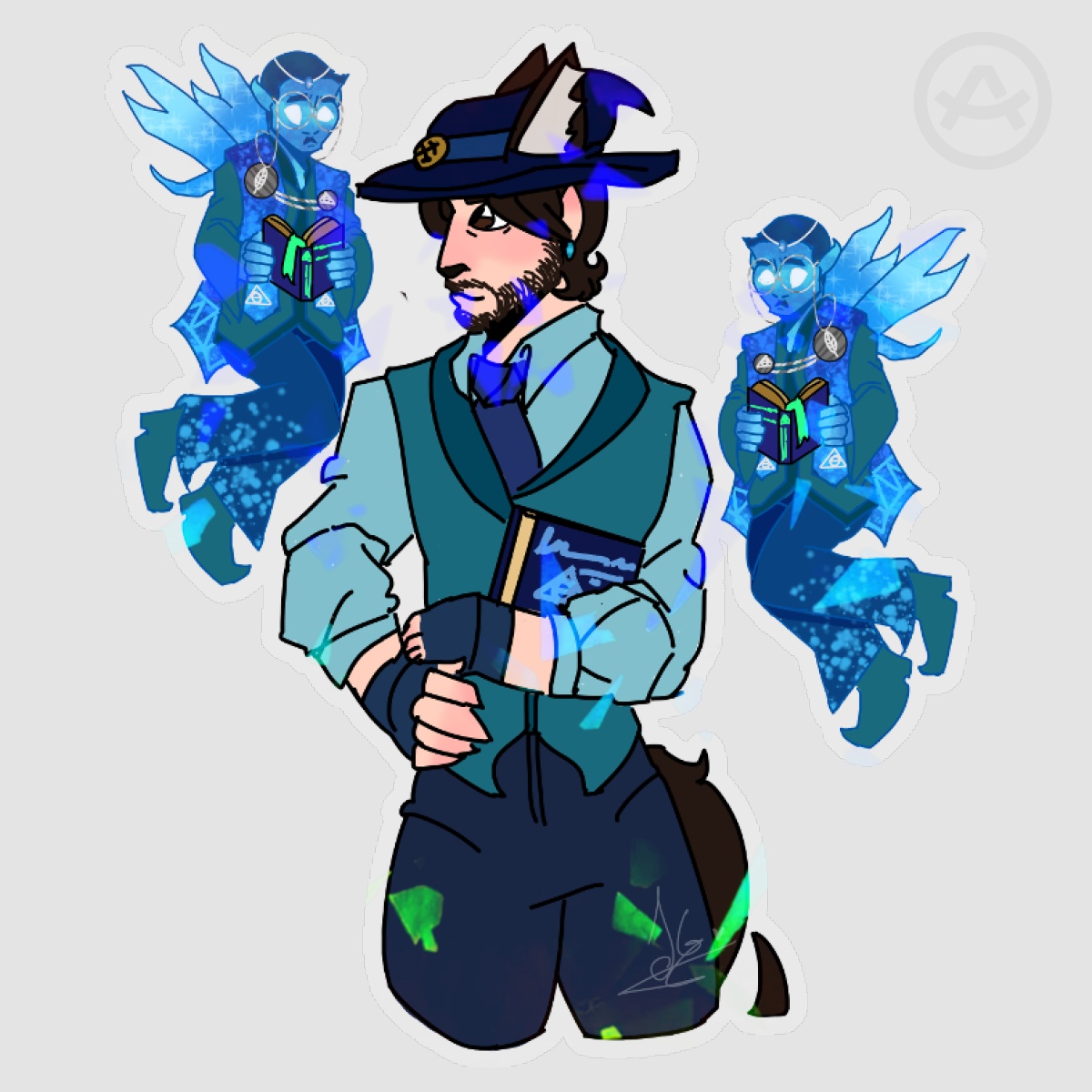 Rendog the blue + his archivists -Sticker