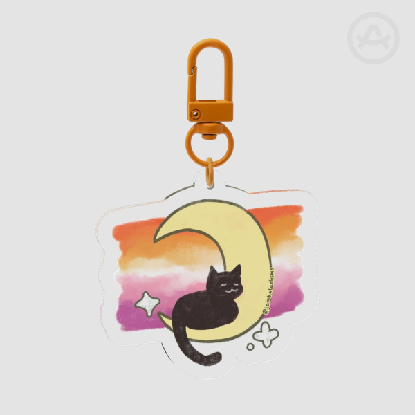 Lesbian Moon Cat Keychain