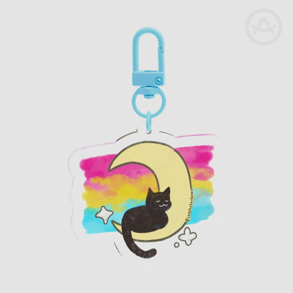 Pan Moon Cat Keychain