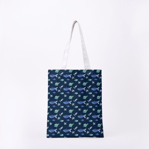 Deep Ocean Seamless Pattern || Full-print Canvas Tote Bag