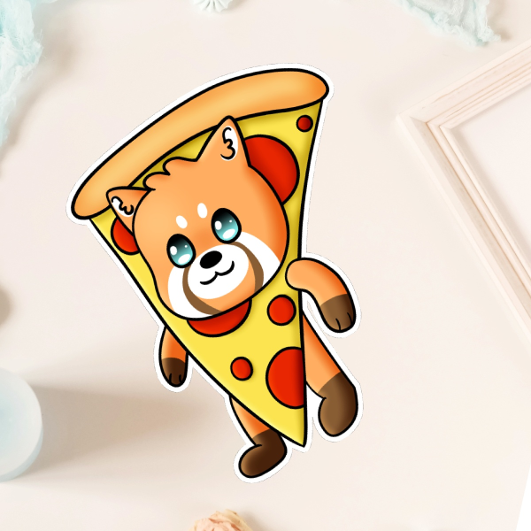 Red panda pizza sticker