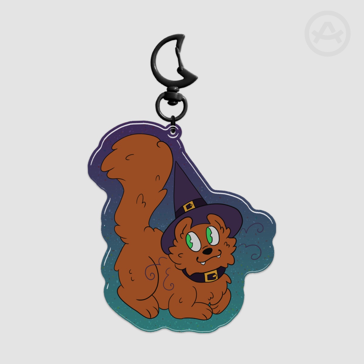 Witch Kitty - Glitter Epoxy Acrylic Keychain