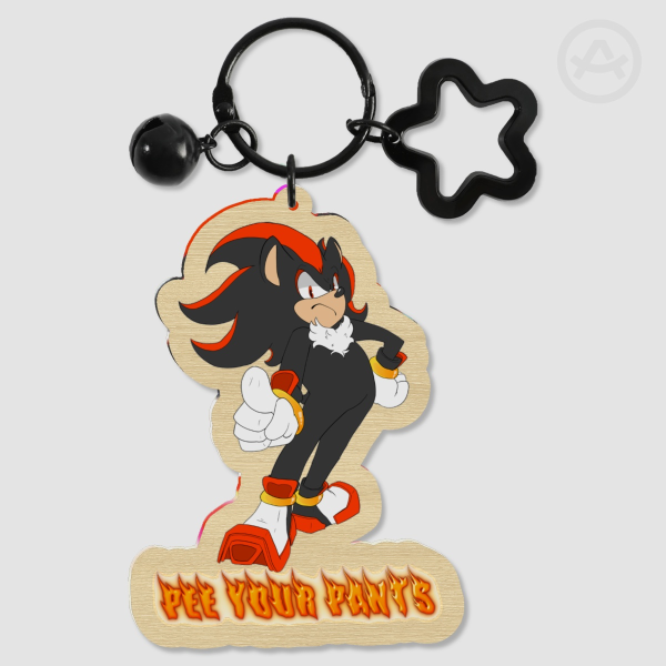 Shadow Pee Your Pants - Wood Keychain