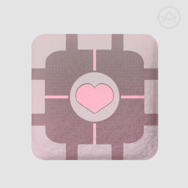 Weighted Companion Cube Square Plush Badges