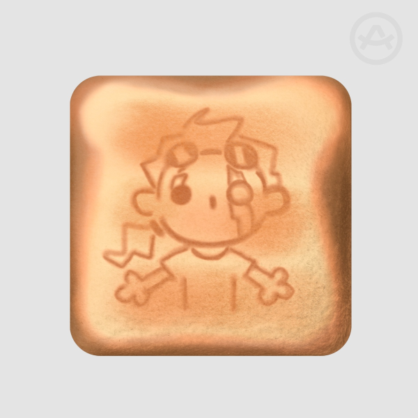 Céf burnt onto toast (plush button)